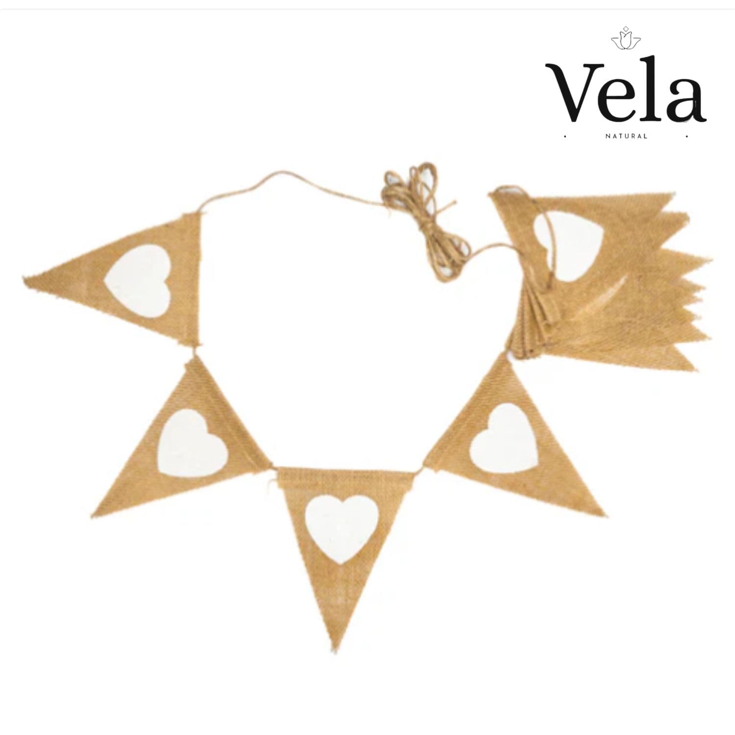 Jute White Hearts Bunting