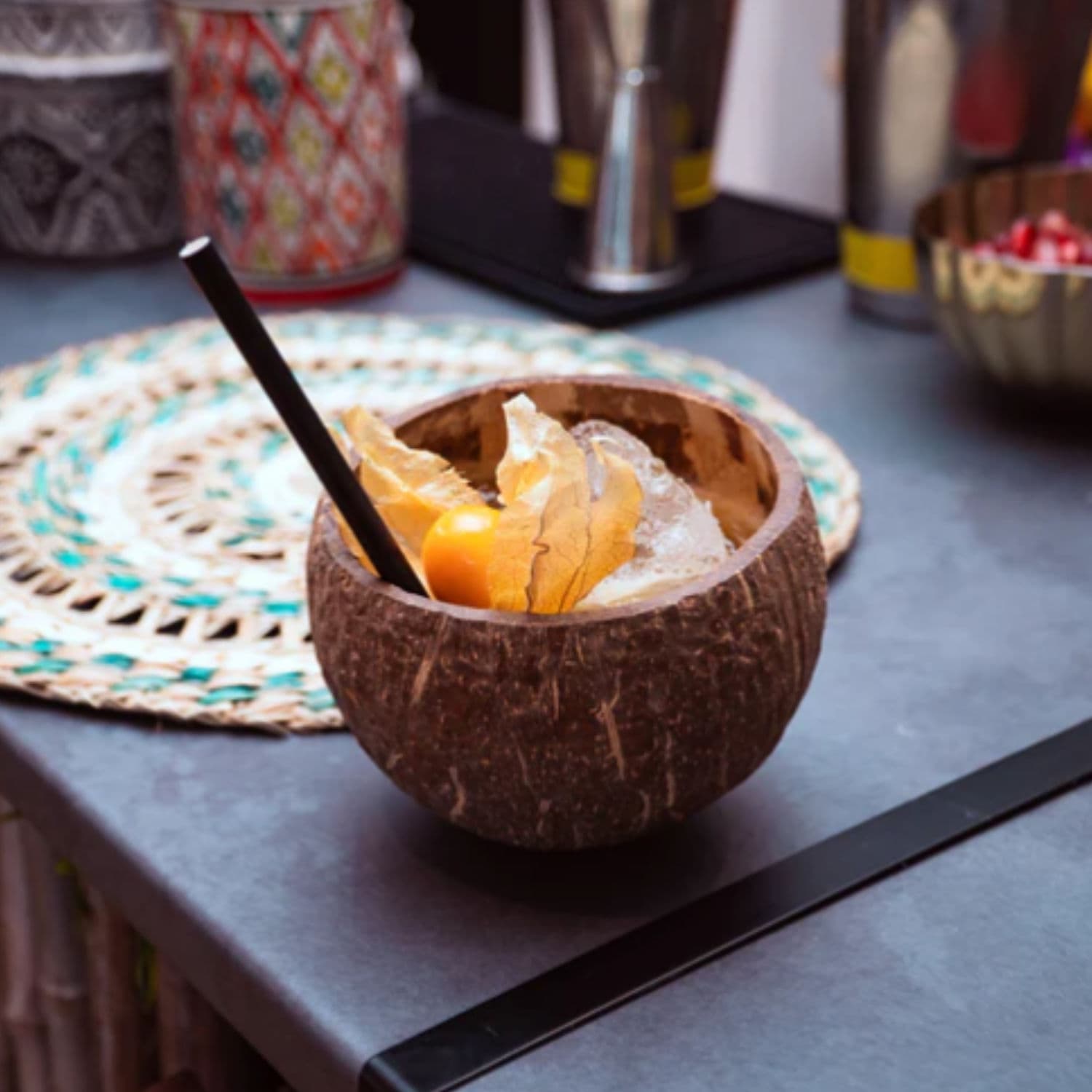 Large Semi-Polished Natural Coconut Shell Bowl 400ml - 1 Pack thumbnail 4