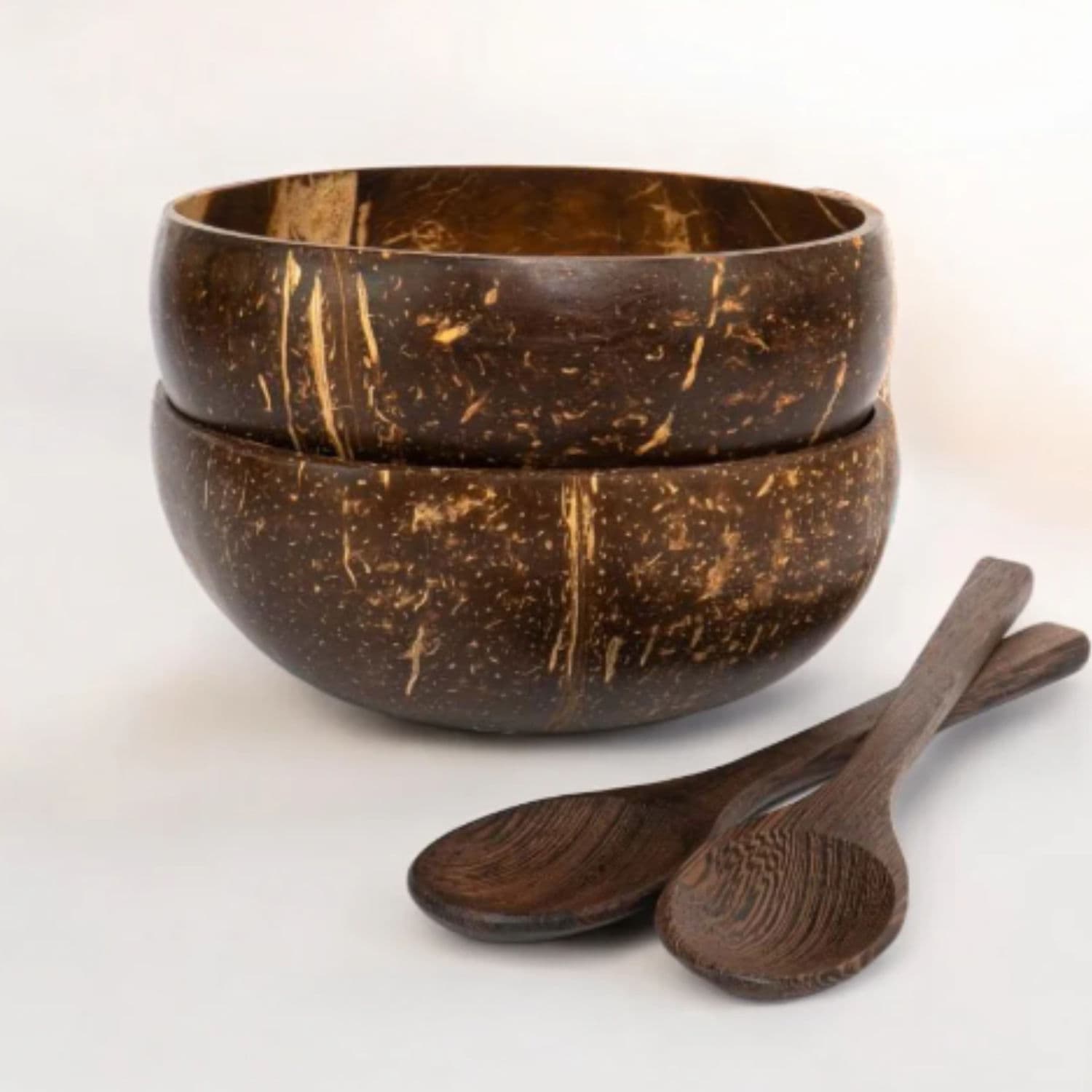 Jumbo Polished Coconut Bowls & Spoons - Reusable - 1 Bowl &amp; 1 Spoon - 1 Bowl & 1 Spoon thumbnail 3