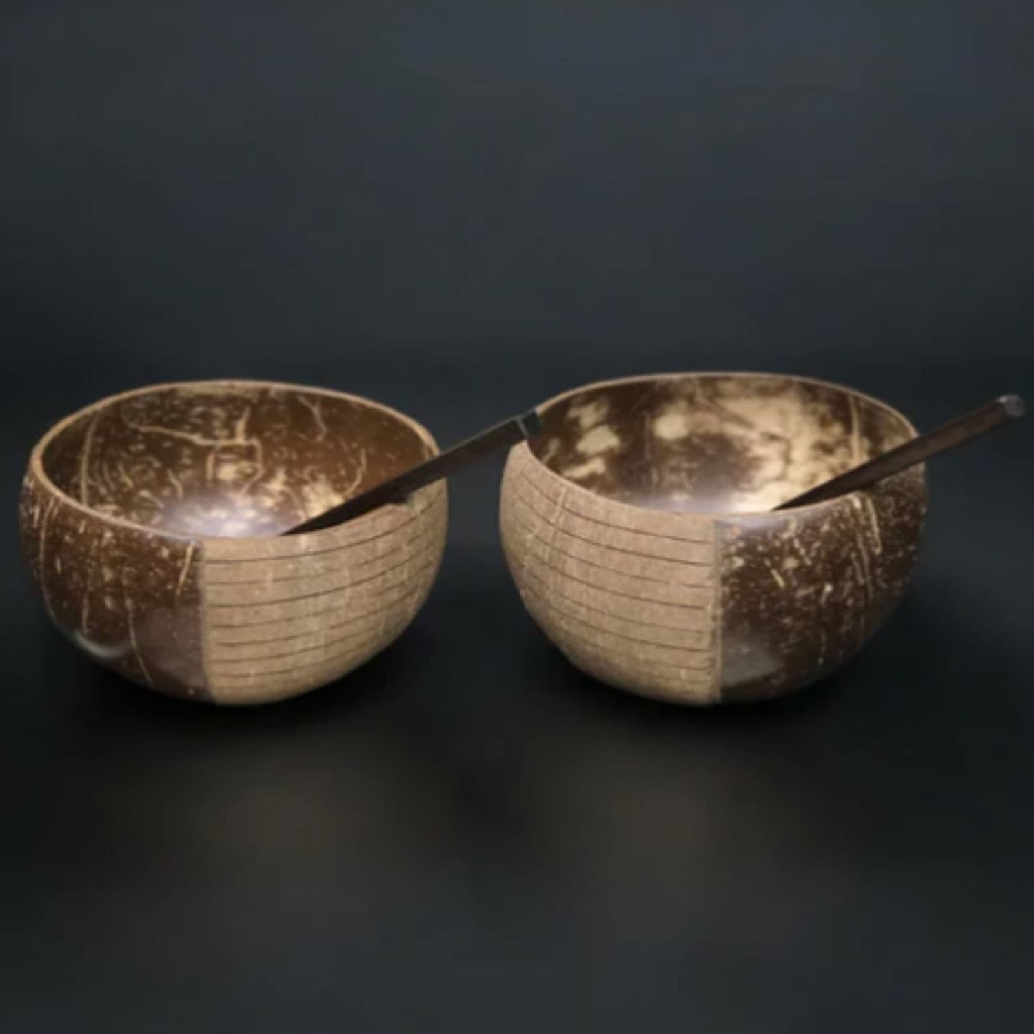 Jumbo Patterned Coconut Bowls & Spoons - Reusable - 1 Bowl &amp; 1 Spoon - 1 Bowl & 1 Spoon thumbnail 2