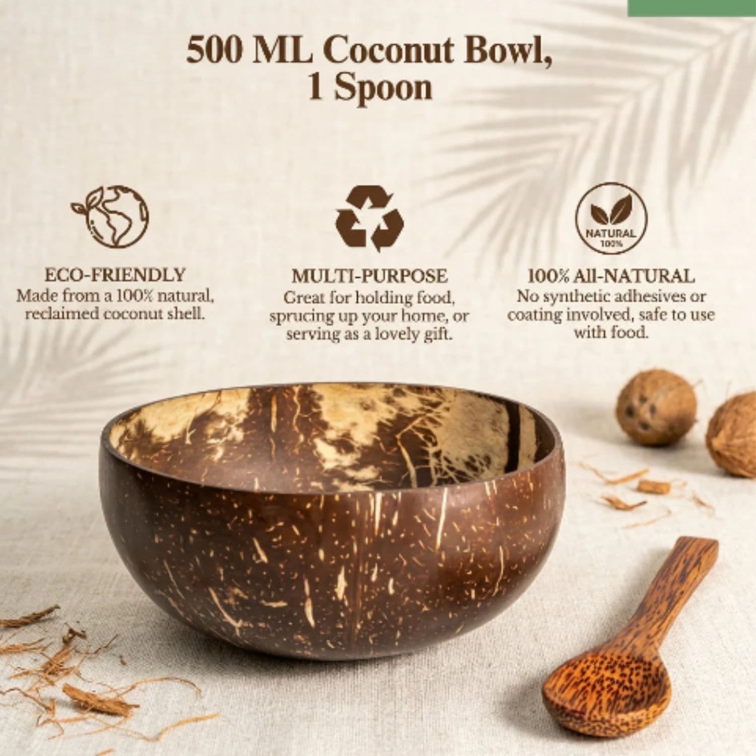 Large 500ml Polished Coconut Bowl - 2 Pack thumbnail 2