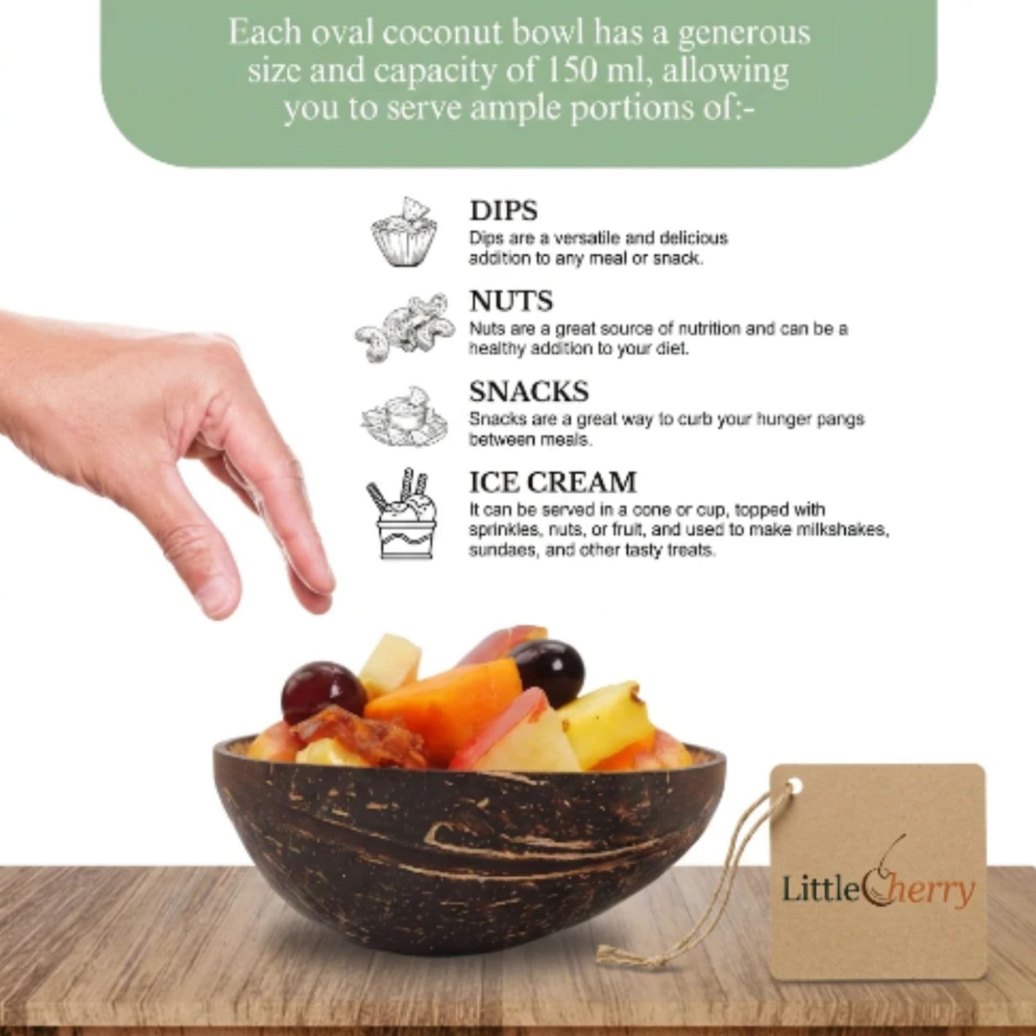 Natural Coconut Oval Bowl 200ml - 10 Pack thumbnail 2