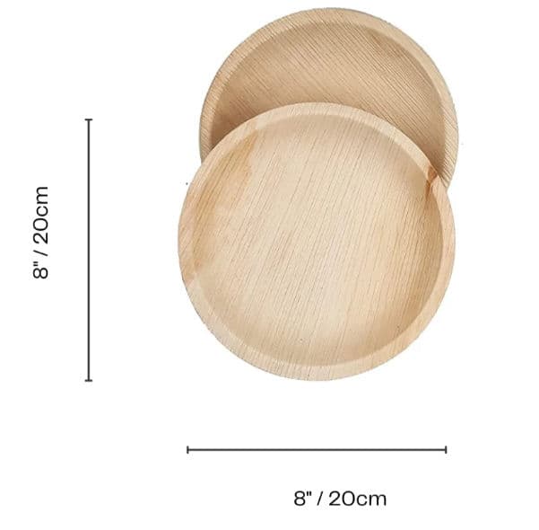 Wholesale Round Palm Leaf Plates - 8" (20cm) Shallow, 2500 thumbnail 2
