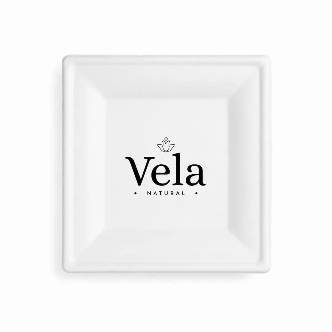 20cm (8") Compostable Square Bagasse Disposable Plates