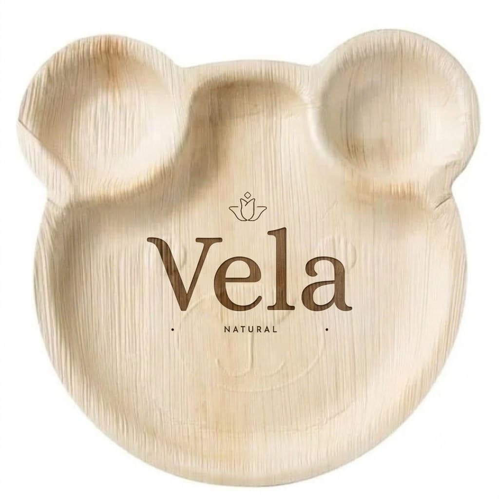 9" Teddy Bear Shaped Disposable Bamboo Plates - 10 Pack product image 1