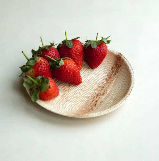 6" / 15cm Shallow Round Palm Leaf Disposable Plate - 25 Pack product image 2
