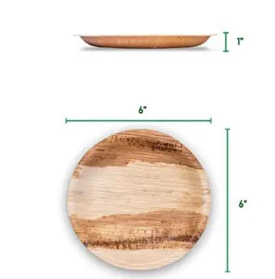 6" / 15cm Shallow Round Palm Leaf Disposable Plate - 25 Pack product image 3