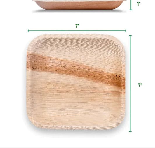 7" (18cm) Square Disposable Palm Leaf Plates - 100 Pack product image 4