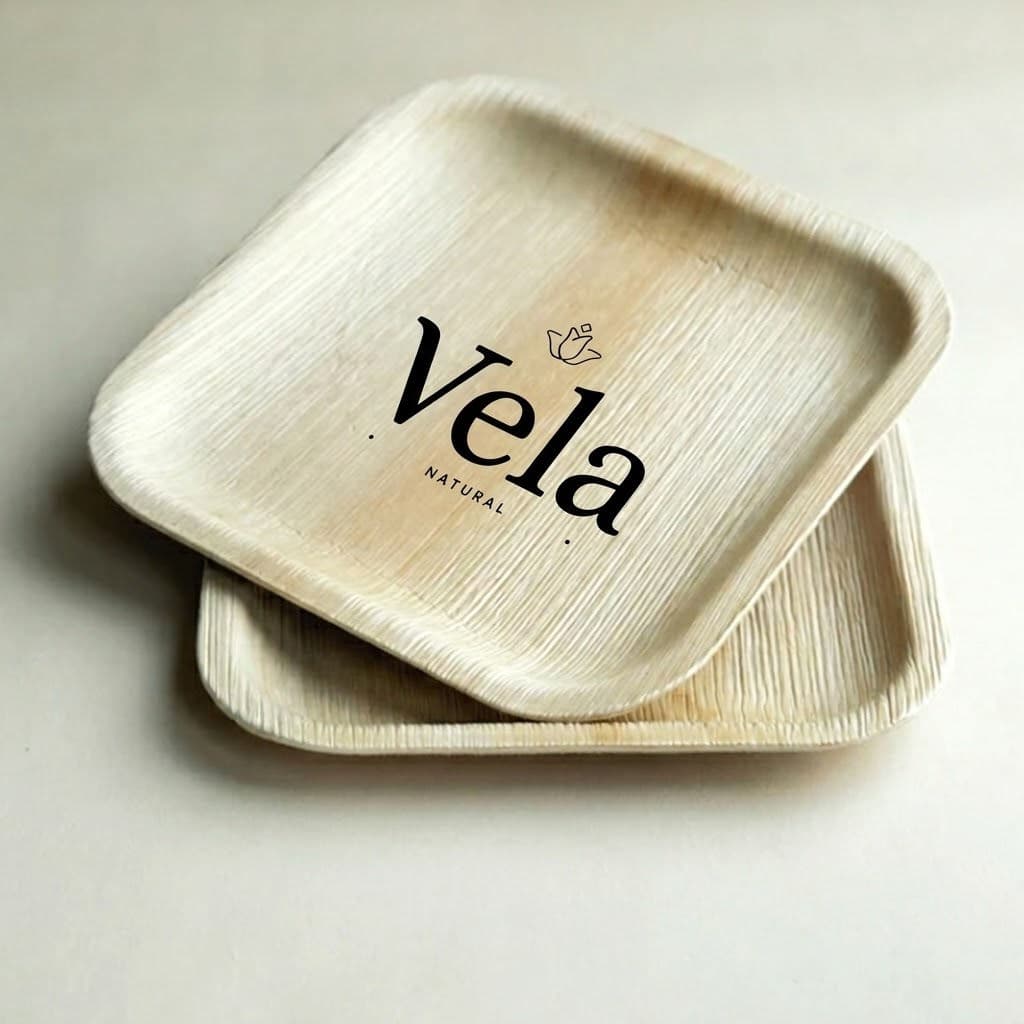 8" / 20 cm Square Palm Leaf Disposable Plate - 100 Pack product image 1