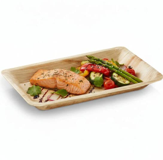 8" (20cm) Rectangle Disposable Wooden Tray - 100 Pack product image 2
