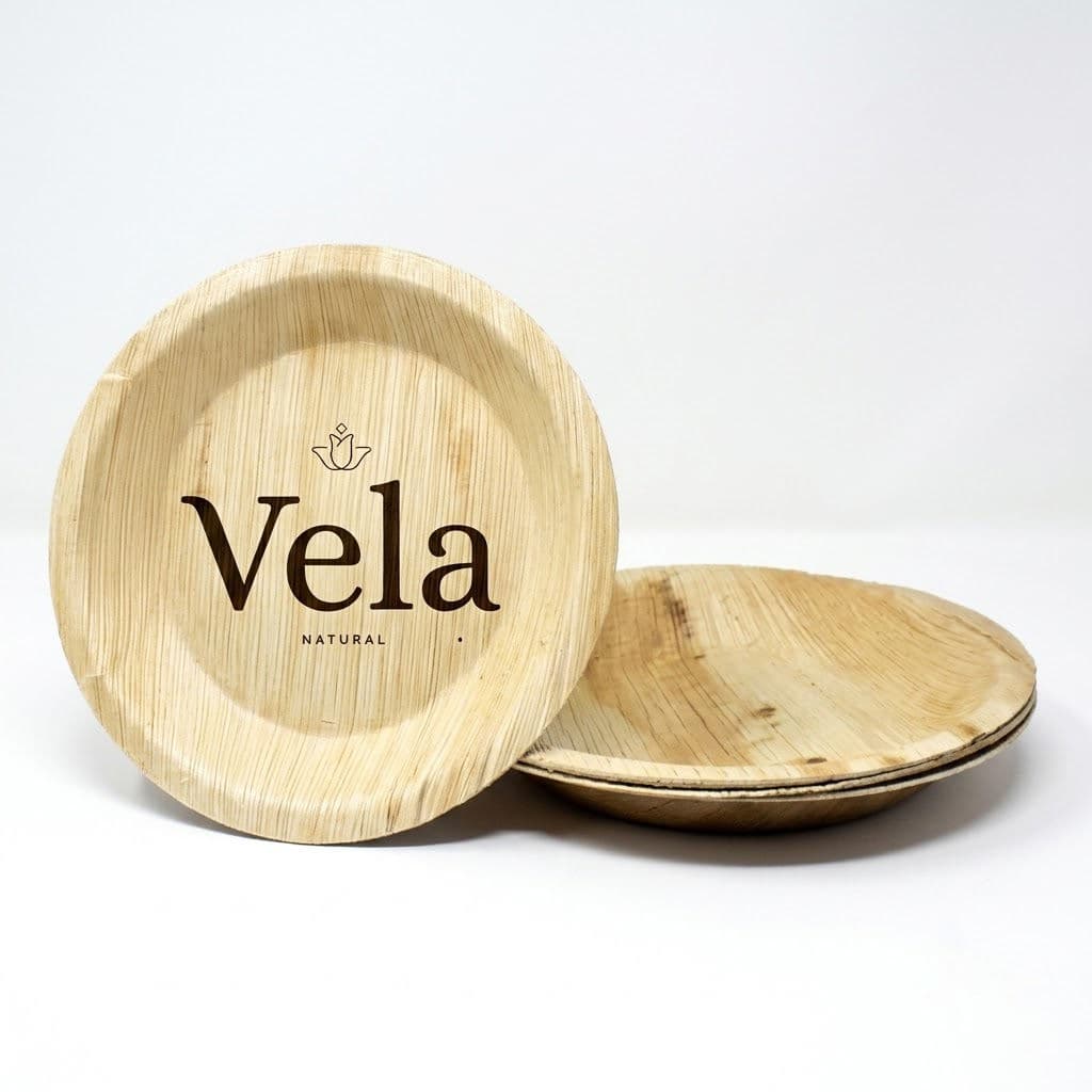 8" (20cm) Round Palm Leaf Disposable Plates - 10 Pack product image 1
