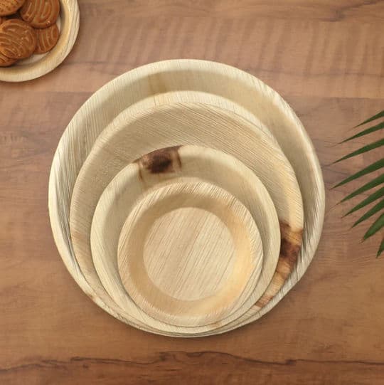 8" (20cm) Round Palm Leaf Disposable Plates - 10 Pack product image 3