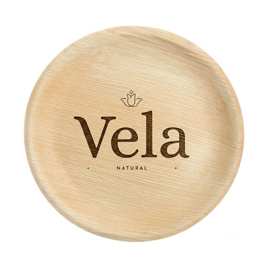 8" (20cm) Shallow Round Palm Leaf Bamboo Compostable Plate - 100 Pack product image 1