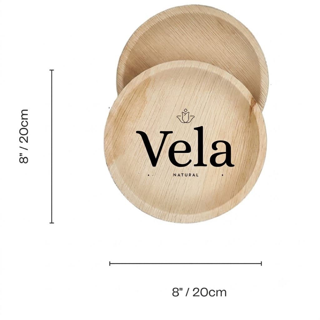 8" (20cm) Shallow Round Palm Leaf Bamboo Compostable Plate - 100 Pack product image 2