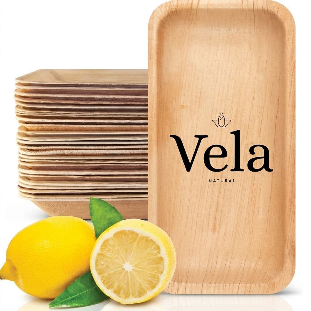 8" x 4" Palm Leaf Disposable Bamboo Tray - 100 Pack product image 1