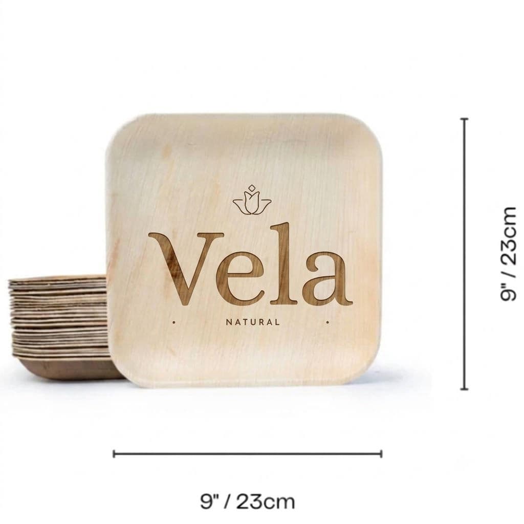 9" (23cm) Square Palm Leaf Disposable Bamboo Plates - 100 Pack product image 2