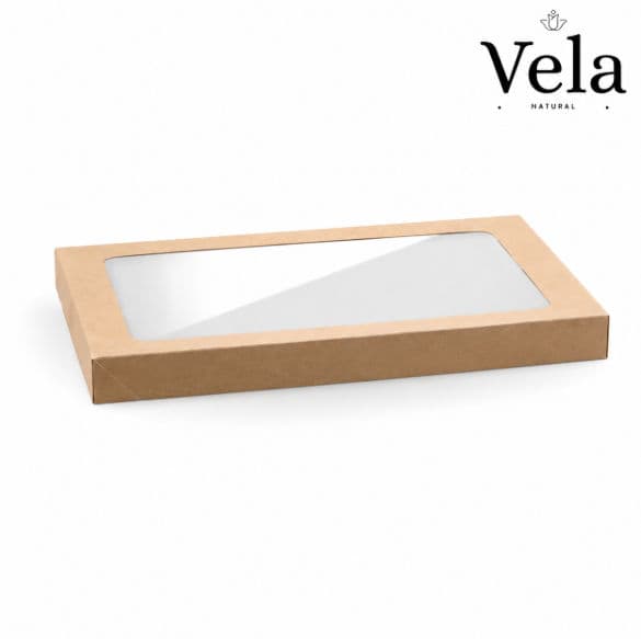BioBoard Catering Tray PLA Window Lid - Kraft - Medium - 100/ctn