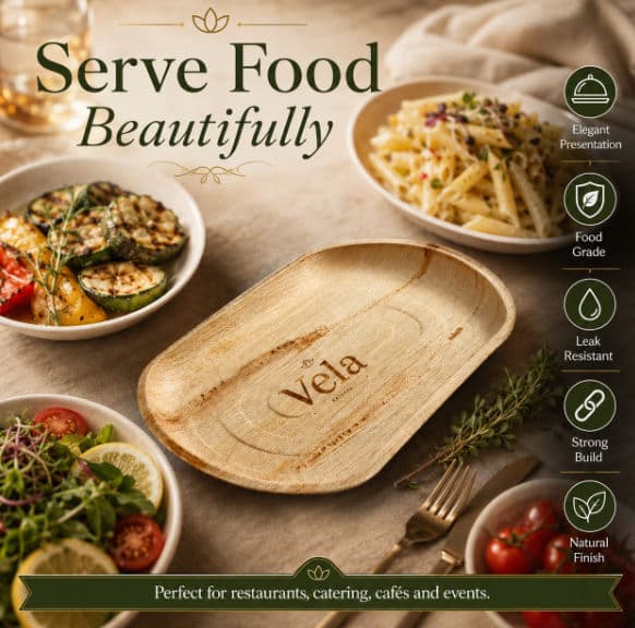 Extra Large 22" x 12" Oval Disposable Palm Leaf Wooden Platter Tray - 10 Pack product image 4