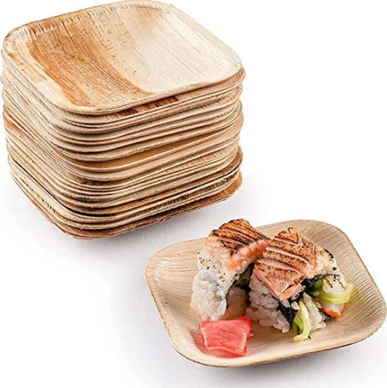 Small 4" (10cm) Square Compostable Bamboo Plates - 25 Pack product image 1