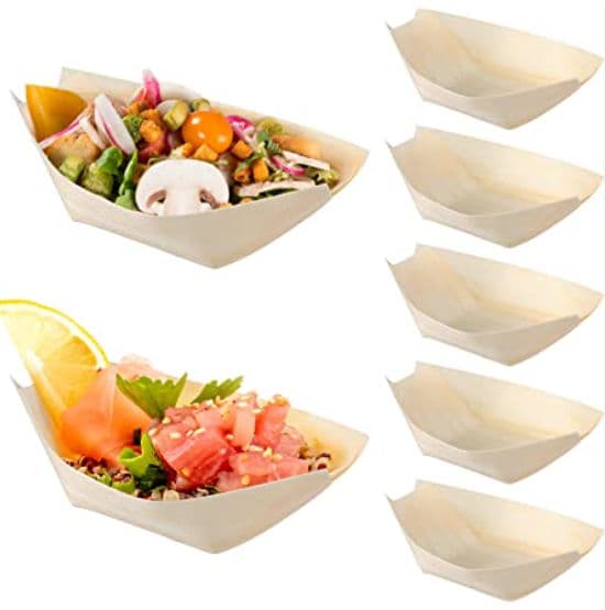 Wooden Bamboo Serving Food Boats alternate image