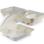 Large 9"x9" (23x23cm) Takeaway Boxes, 3 Sections (1300ml / 46oz)