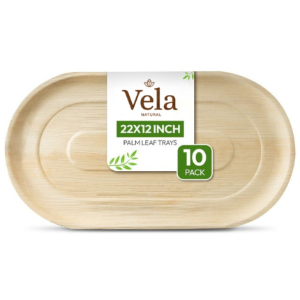 Extra Large 22"x12" (56x30cm) Oval Palm Serving Trays