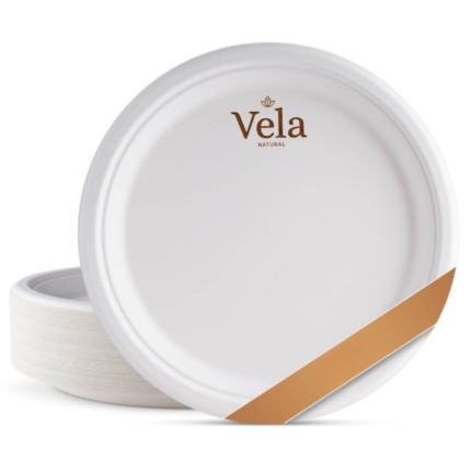 Large Round Sugarcane Bagasse Plates 9" (23cm)