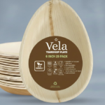 Palm Leaf Plates – 20 Pack 15 cm (6") Teardrop/Oval Disposable Dinnerware, Rustic Wood Look, Microwave & Freezer Safe, Areca Leaf Party Plates for Appetisers, Canapés, Desserts