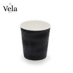 8oz (225ml) Black Ripple Coffee Cups - Medium