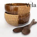 Jumbo Patterned Coconut Bowls & Spoons - Reusable