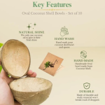 100% Natural Oval Coconut Shell Bowl - Image 4