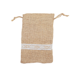 Jute White Lace Bags with Drawstring Medium 13cm - Image 2