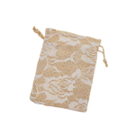 Jute White Floral Bags with Drawstring Medium 13cm - Image 2