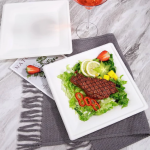 20cm (8") Compostable Square Bagasse Disposable Plates - Image 4