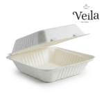 20x22x9cm / 7.8x8x3" White Plant Fibre Clamshell