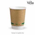 255ml / 8oz (80mm) Kraft Green Stripe Double Wall BioCup