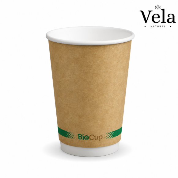 295ml 8oz (90mm) Green Stripe Double Wall BioCup 295ml / 8oz (90mm) Green Stripe Double Wall BioCup - Image 1