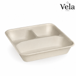 3-Compartment Large Natural Plant Fibre Takeaway Base - 300/carton