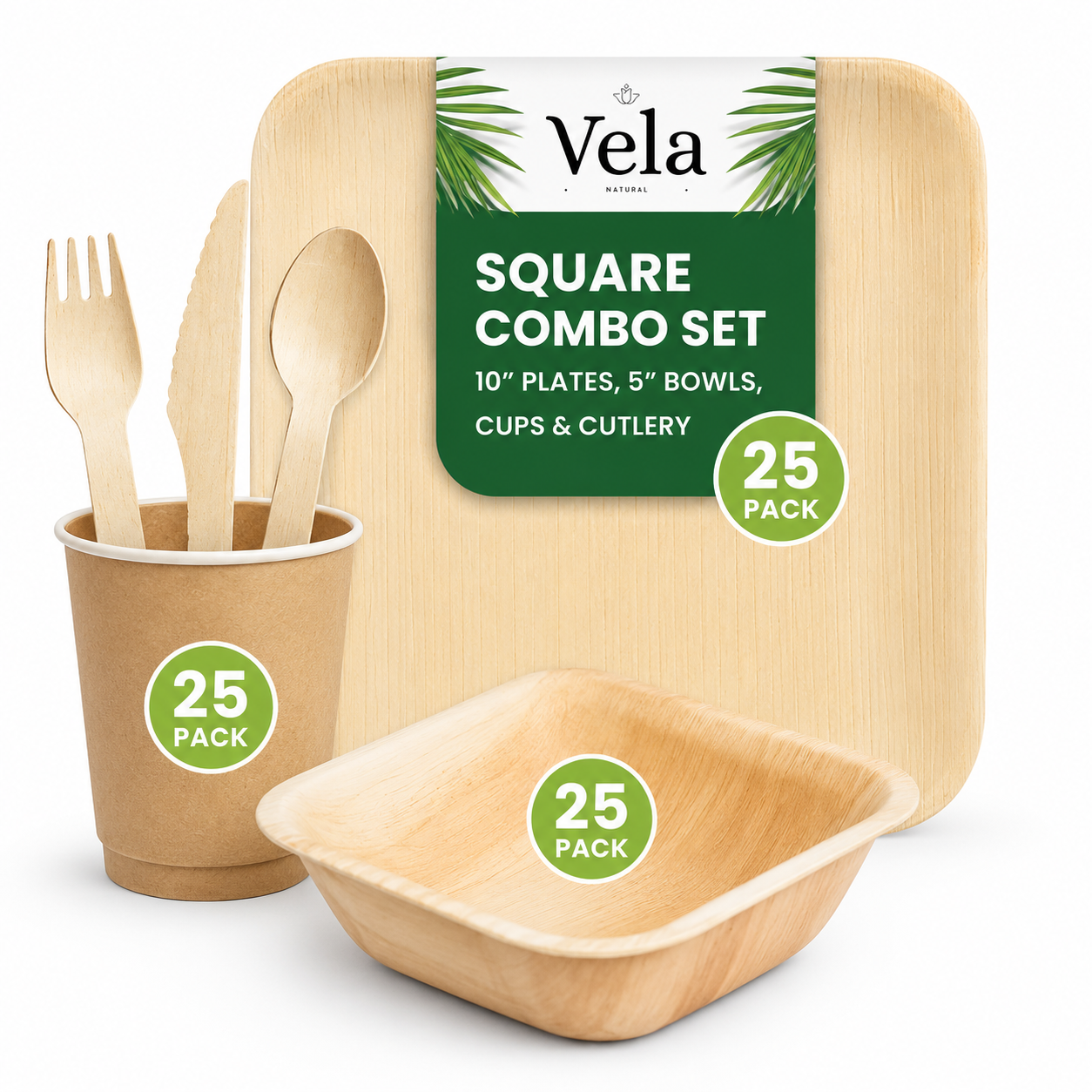 3d41eceb-19cb-4949-b359-6a025470461d Disposable Palm Leaf Plates, Bowls, Cups and Wooden Cutlery Set - Image 1