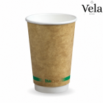 460ml / 16oz (90mm) Kraft Green Stripe Double Wall BioCup