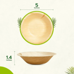 5" (12 cm) Round Compostable Palm Leaf Dessert Bowls - Image 3