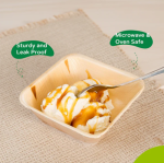 5" (12cm) Square Disposable Palm Leaf Dessert Bowls - Image 3