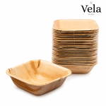 5" (12cm) Square Disposable Palm Leaf Dessert Bowls - Image 2