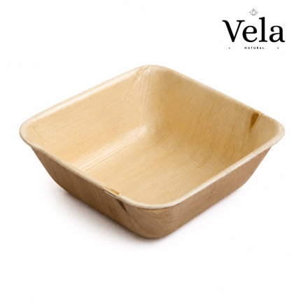 5" (12cm) Square Disposable Palm Leaf Dessert Bowls