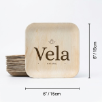 6" (15 cm) Square Palm Leaf Bamboo Plates - Image 3