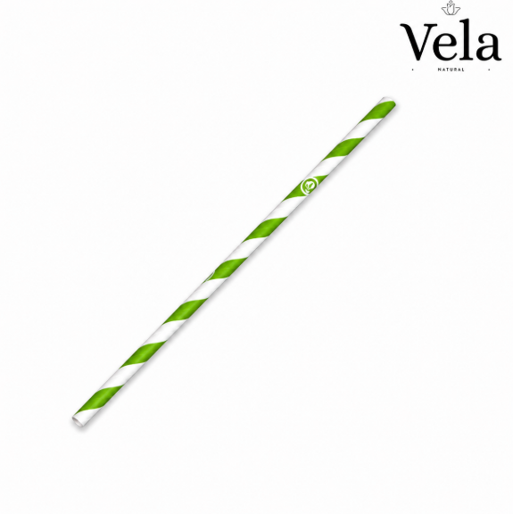 6mm Regular Green Stripe BioStraw 6mm Regular Green Stripe BioStraw - Image 1