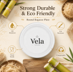 7" Disposable Strong Round Bagasse Plate - Image 5