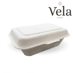 7.5" x 5" x 1.9 White BioCane Clamshell Raised Lid