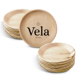 8" (20cm) Shallow Round Palm Leaf Bamboo Compostable Plate - Image 3