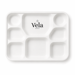 8 Compartment Bagasse Disposable Plates - Compostable Extra Large 12" x 10"